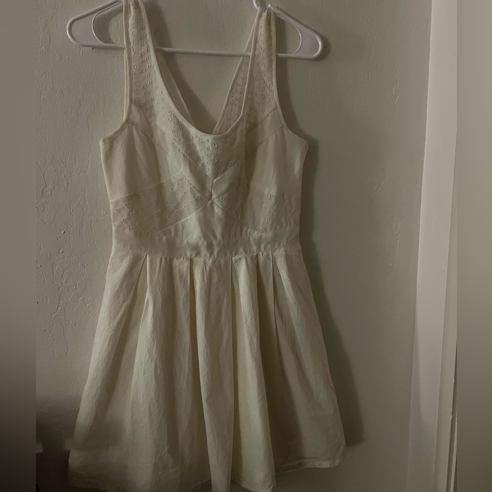 AE Ivory White Cotton Georgette Lace Eyelet Dress